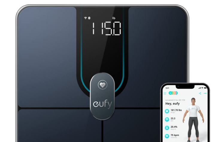 balance connectée eufy P2 Pro WiFi avec modèle de corps 3D, 16 mesures