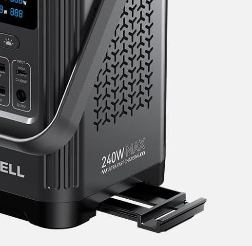Station d’alimentation portable GRECELL 240W avec support de téléphone et lumière LED réglable