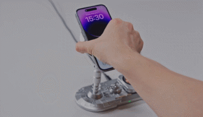 Station de chargement sans fil pour iPhone sur le thème de l’espace