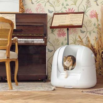 Boîte à litière robotique intelligente sans contrainte avec suivi de la santé du chat
