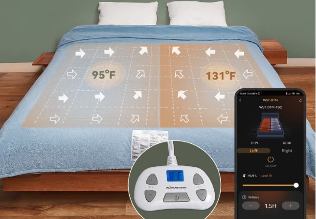 Couverture chauffante électrique avec WiFi et contrôle par smartphone pour tempêtes chaudes