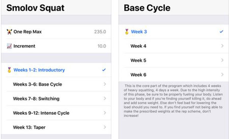 4 applications iPhone et iPad pour les squats Smolov