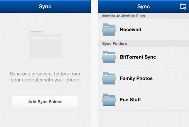 BitTorrent Sync pour iOS sync