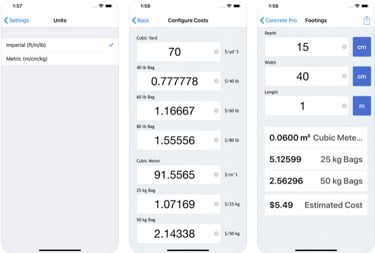 Les 5 calculateurs de béton incontournables pour iPhone