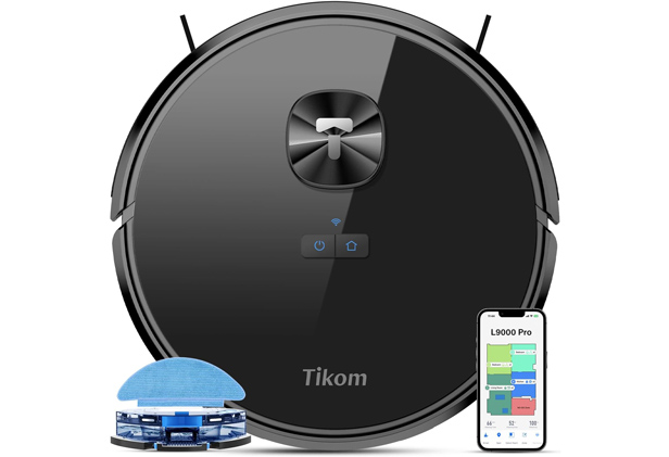 Robot aspirateur Tikom L9000 Pro 6000Pa à technologie LiDAR avec commande vocale
