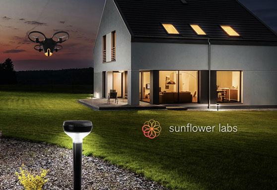 Système de sécurité domestique de Sunflower Labs qui utilise un drone