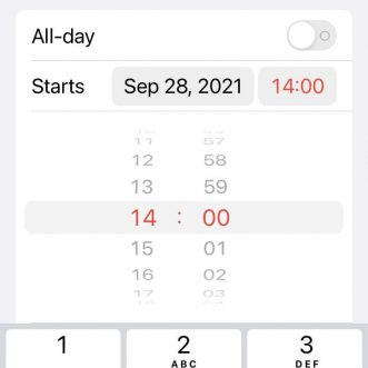 Saisir des heures avec le pavé numérique sur iPhone