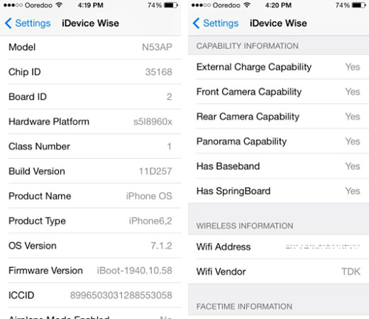 cydia tweak iDevice Wise iOS 7 jailbreak system info