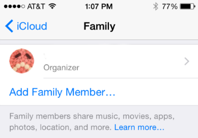 Family Sharing Settings Add Family Member Family Sharing
