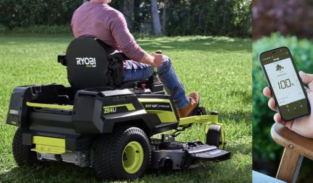 Tondeuse autoportée électrique RYOBI 80V HP de 137 cm avec connexion application et fonction de virage en U instantané