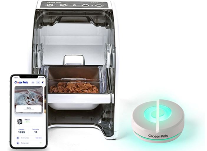Distributeur automatique de nourriture pour animaux MiBowl+ compatible iOS, spécialement conçu pour les régimes prescrits