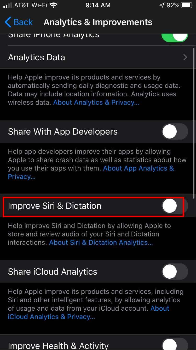 Comment désactiver ou me désinscrire d’Améliorer Siri et de la dictée ?