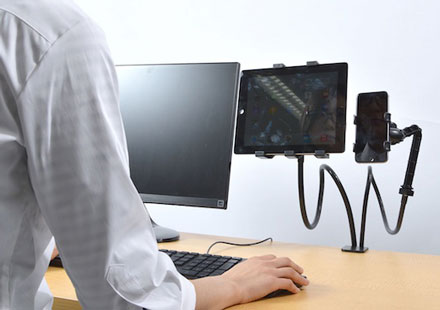 4 supports à double appareil pour tablettes et smartphones