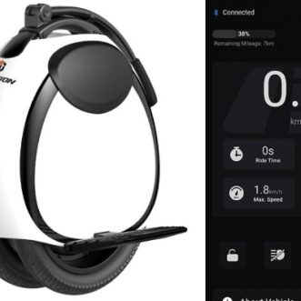 Monocycle électrique auto-équilibré INMOTION E20 avec application connectée et haut-parleur Bluetooth
