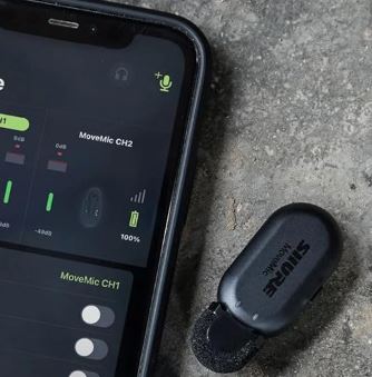 Microphone lavalier sans fil Shure MoveMic One pour iPhone et Android