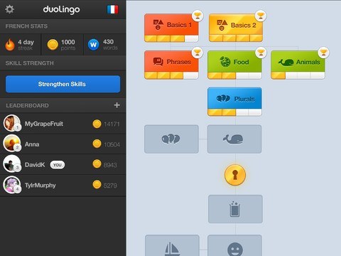 Support de bureau Saidoka pour iPhone, apprenez une langue avec Duolingo sur iPad
