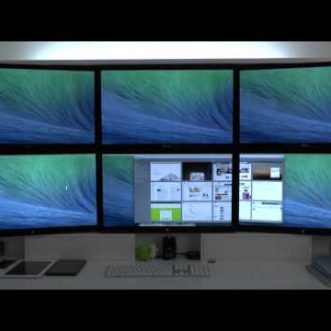 Démonstration d&rsquo;OS X Mavericks avec plusieurs écrans, Apple TV intègre iTunes Radio