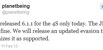 Evasi0n toujours fonctionnel sous iOS 6.1.1, support de salle de bain pour iPad