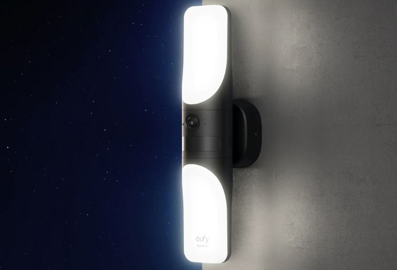 Caméra de surveillance murale eufy S100 filaire avec détection intelligente AI et lumière activée par mouvement