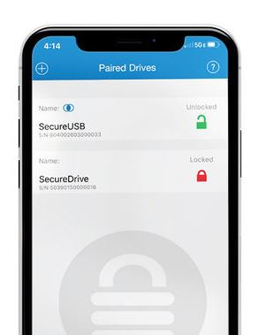 Clé USB sécurisée BT 256 bits compatible iOS avec cryptage, déverrouillage par Touch ID et Face ID, effacement à distance