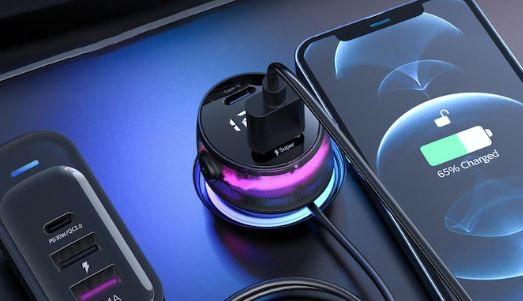 Chargeur de voiture iPhone Flashvor 100W avec 2 ports USB-C et 3 ports USB