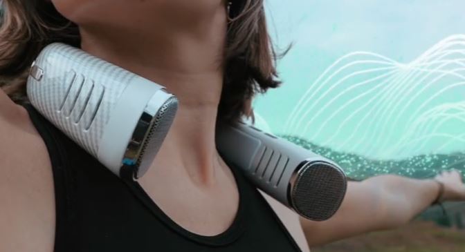 Conditionneur d’air portable Hvsaio et haut-parleur Bluetooth 5.0 pour le cou