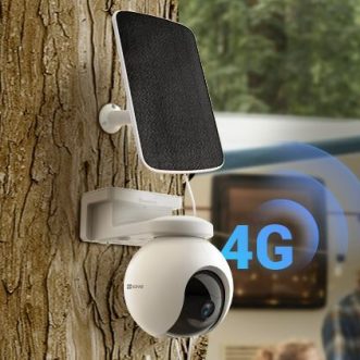 Caméra intelligente 2K EZVIZ EB8 4G avec vision nocturne en couleur, détection de mouvement et sirène/clairage stroboscopique panoramique et inclinable sur batterie