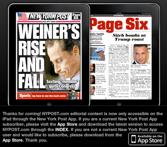 Le NY Post oblige les utilisateurs d’iPad à souscrire un abonnement