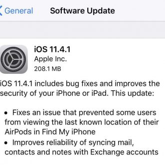 Apple publie des correctifs de bugs avec iOS 11.4.1