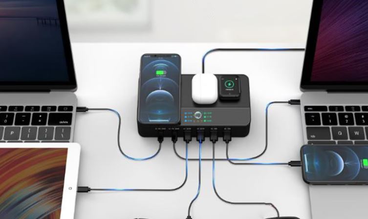 Chargeur 9 appareils 200W PD pour iPhone, Apple Watch