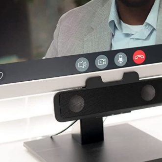 Barre de haut-parleurs Bluetooth 5.0 montée sur écran pour visioconférence sur Zoom, Skype