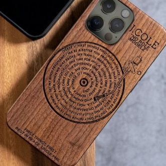 Étui iPhone 14 gravé avec paroles de disques vinyl retro