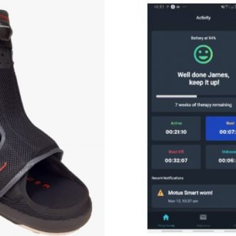 Botte intelligente pour traitement des ulcères du pied diabétique Sensoria avec application
