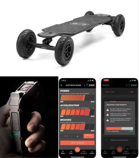 Série GTR 2 d’Evolve Skateboards – Skateboard électrique tout terrain avec contrôle via application