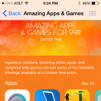 L’App Store lance « Applications et jeux incroyables à 99¢ » pour une durée limitée
