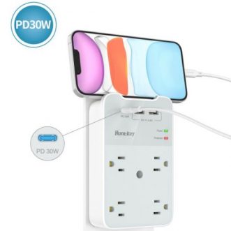 Prolongateur de prise multiple SMD 407C Huntkey avec support pour iPhone