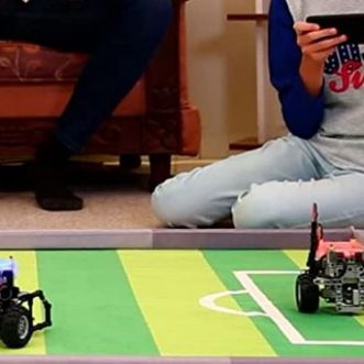 Robot de football programmable compatible LEGO pour l’éducation STEM en forme de tarte à l’orange
